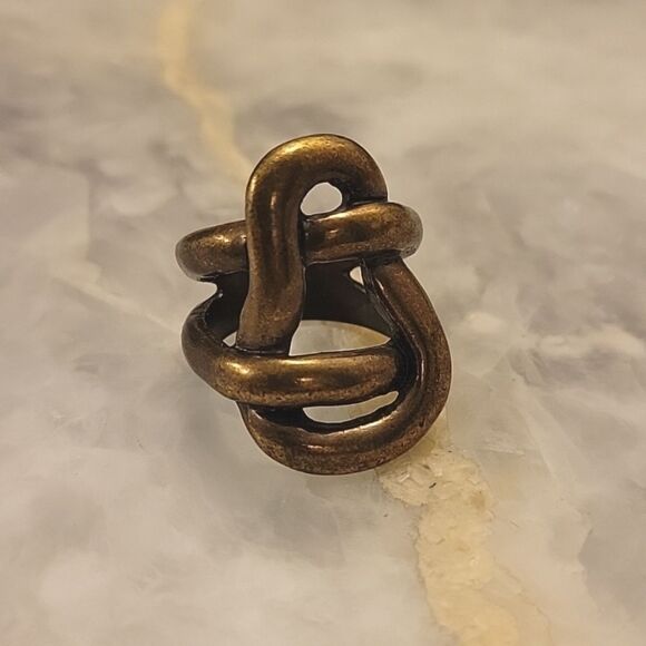 Jewelry - NEW Avant Garde Paris Rope Brass Ring Statement Indie Knot Braided Abstract 8